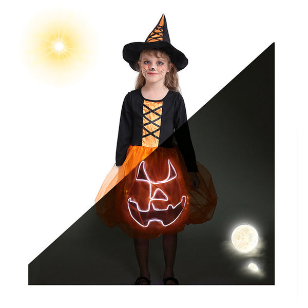 Halloween Costume Luminous Kids Pumpkin Dress - Discount Halloween City