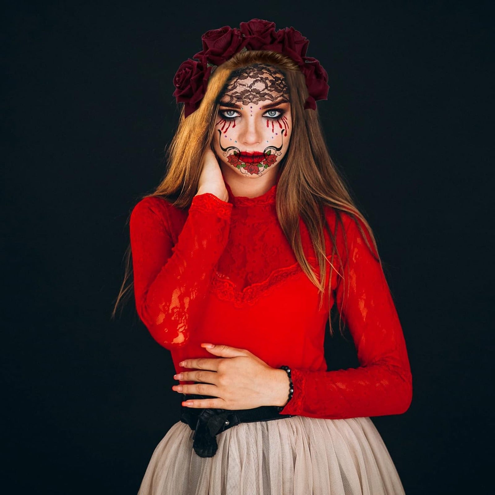 Women's Day of the Dead Headband with Day of the Dead Body - alternate view 2