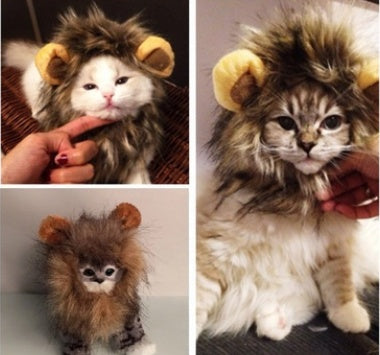 Funny Pet Hat for Small Dogs Cats Hat Emulation Lion Hair - Discount Halloween City