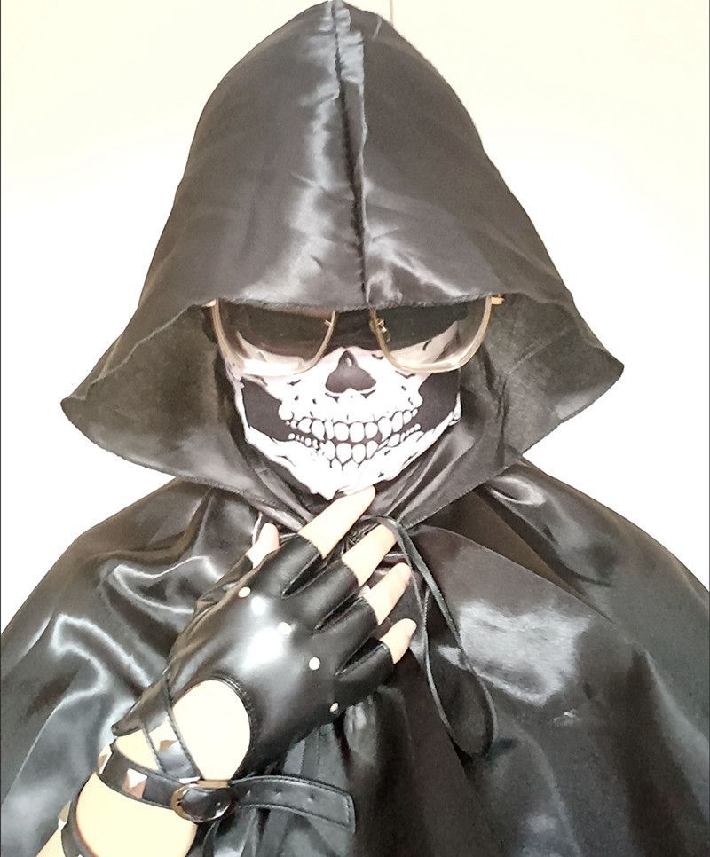 Grim Reaper Cloak, Halloween Costume for Men's, Black Medieval Hooded Cape, Cosplay - Discount Halloween City