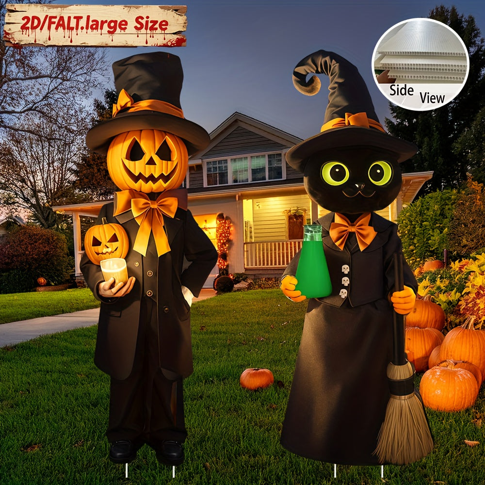 Halloween Cat Pumpkin Yard Lawn Ornaments