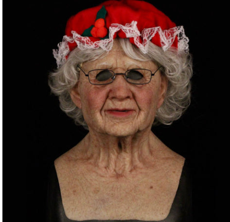 Halloween Granny Mask Latex Headgear Wig Mask - Discount Halloween City
