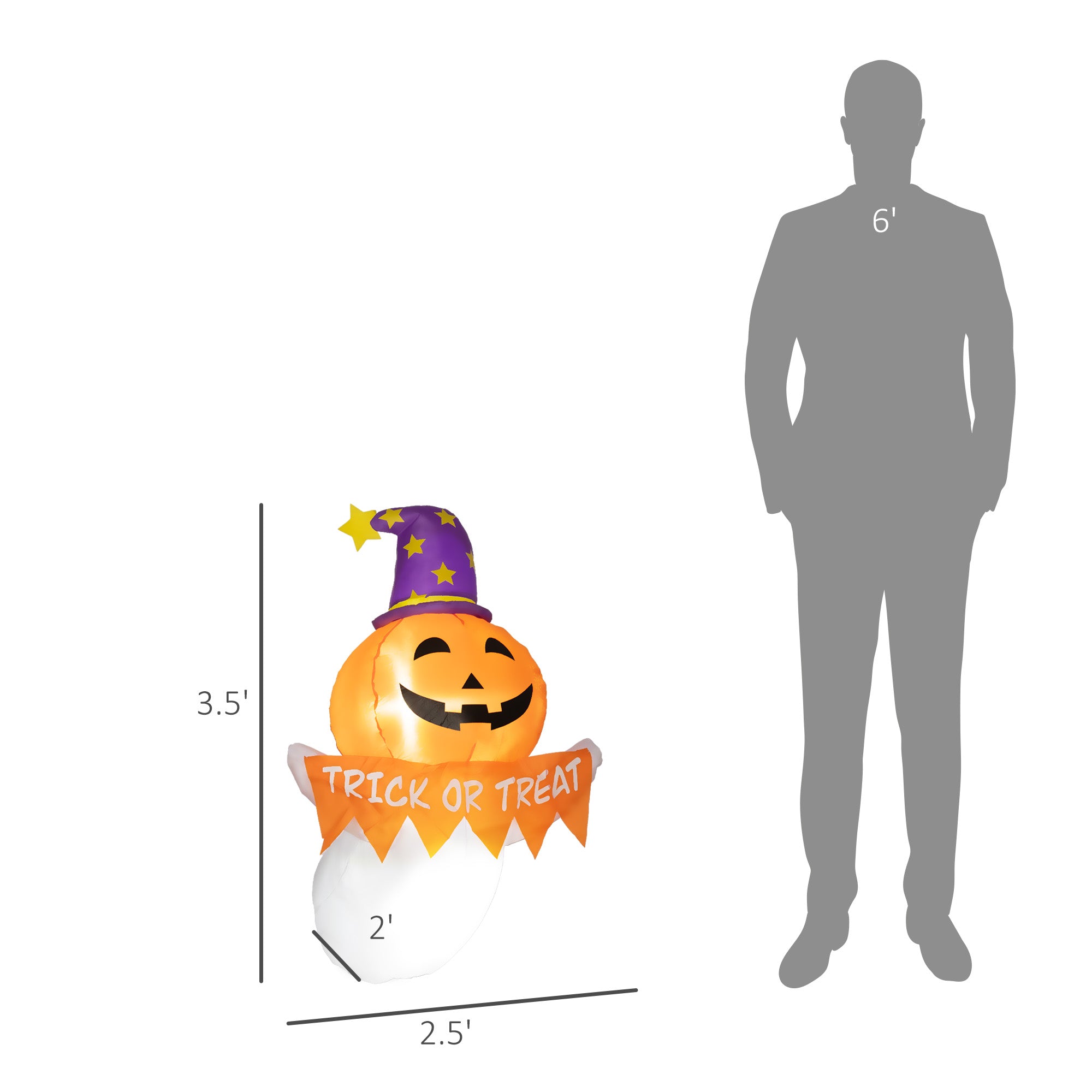 3.4ft Inflatable Halloween Window Sticker Ghost with Orange - View 2