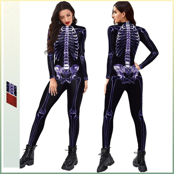 Halloween Funny Skeleton 3d Printed Stage Costume Jumpsuit - Discount Halloween City