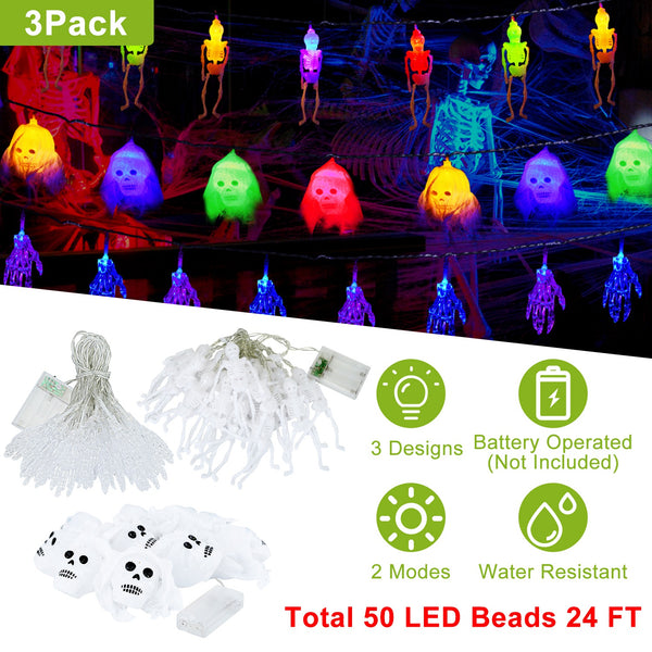 Set of 3-Piece Light Decorations Total 50 Leds 24ft
