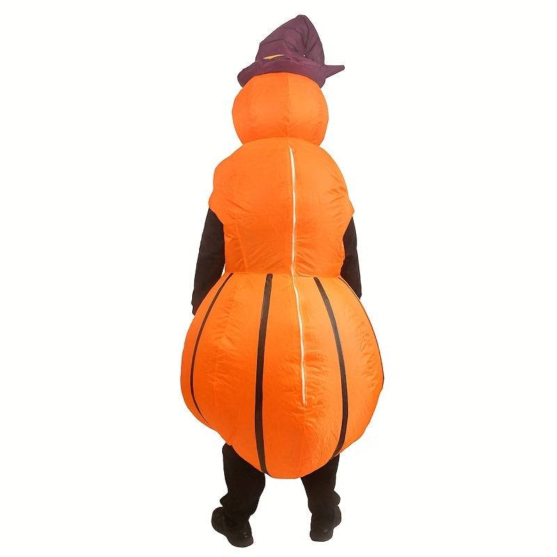 Inflatable Pumpkin Halloween Costume with Hat & Expressive Face