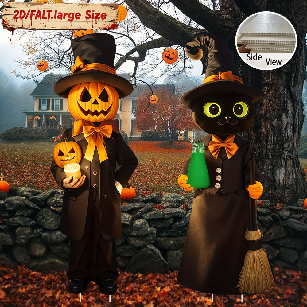Halloween Cat Pumpkin Yard Lawn Ornaments