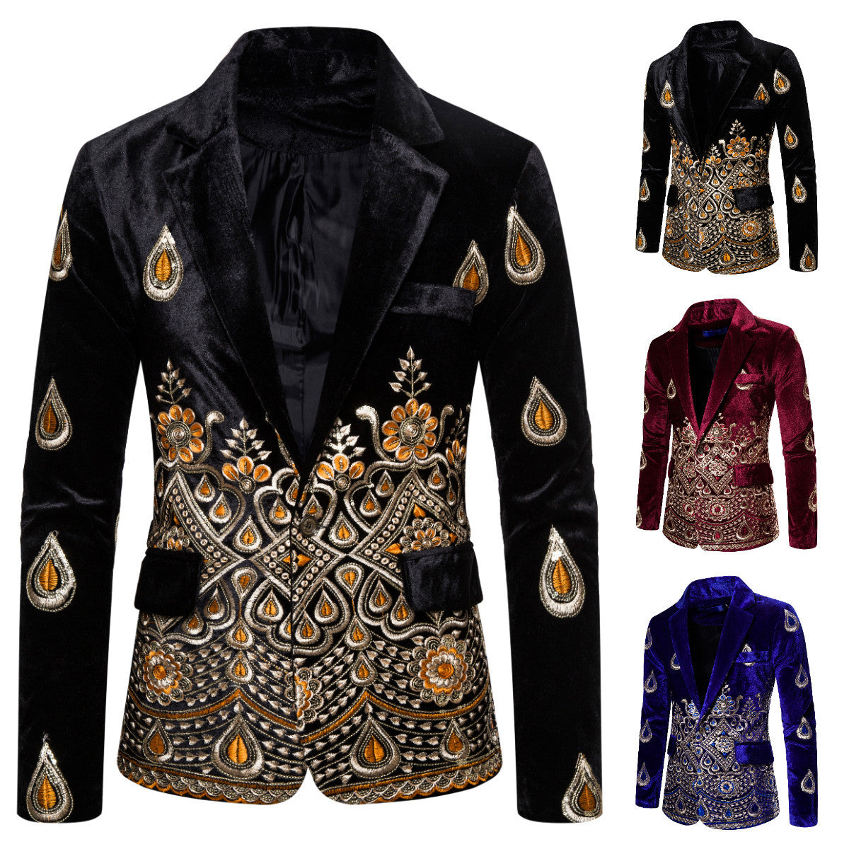 Halloween Ethnic Print Single-breasted Leisure Suits for Men - Discount Halloween City