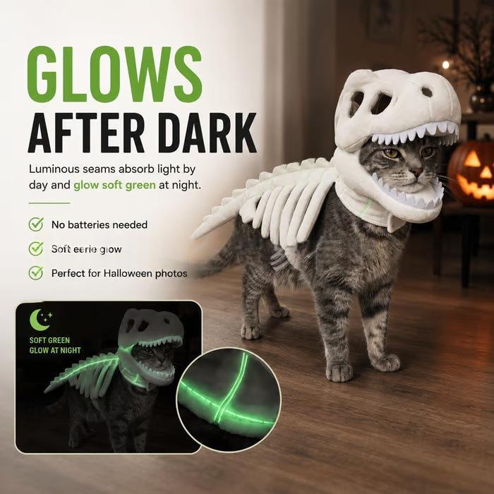 Pet Dark Dinosaur Skeleton Costume - alternate view 2