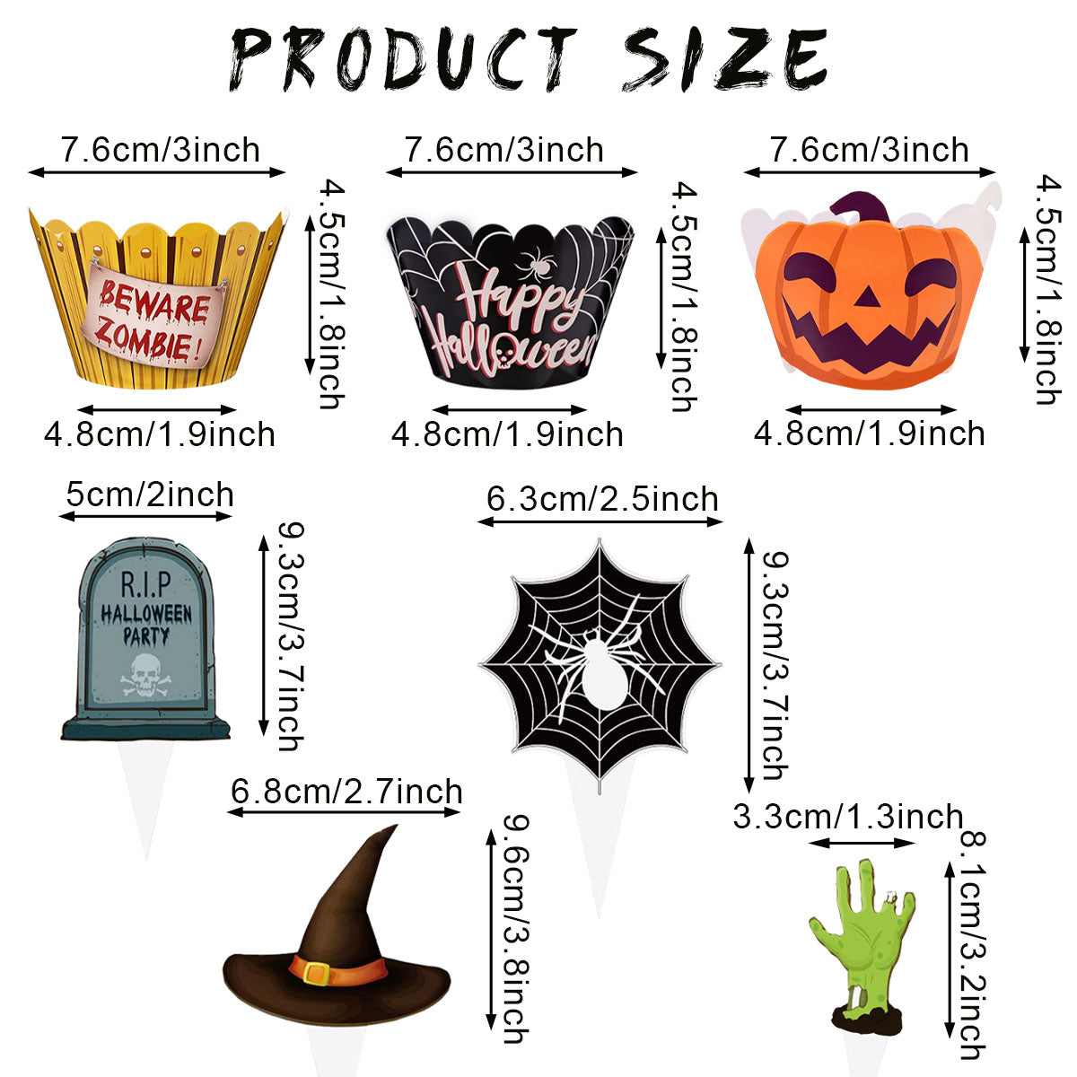 48 Pcs Halloween Cupcake Decoration Set Zombie Hand Witch - Discount Halloween City