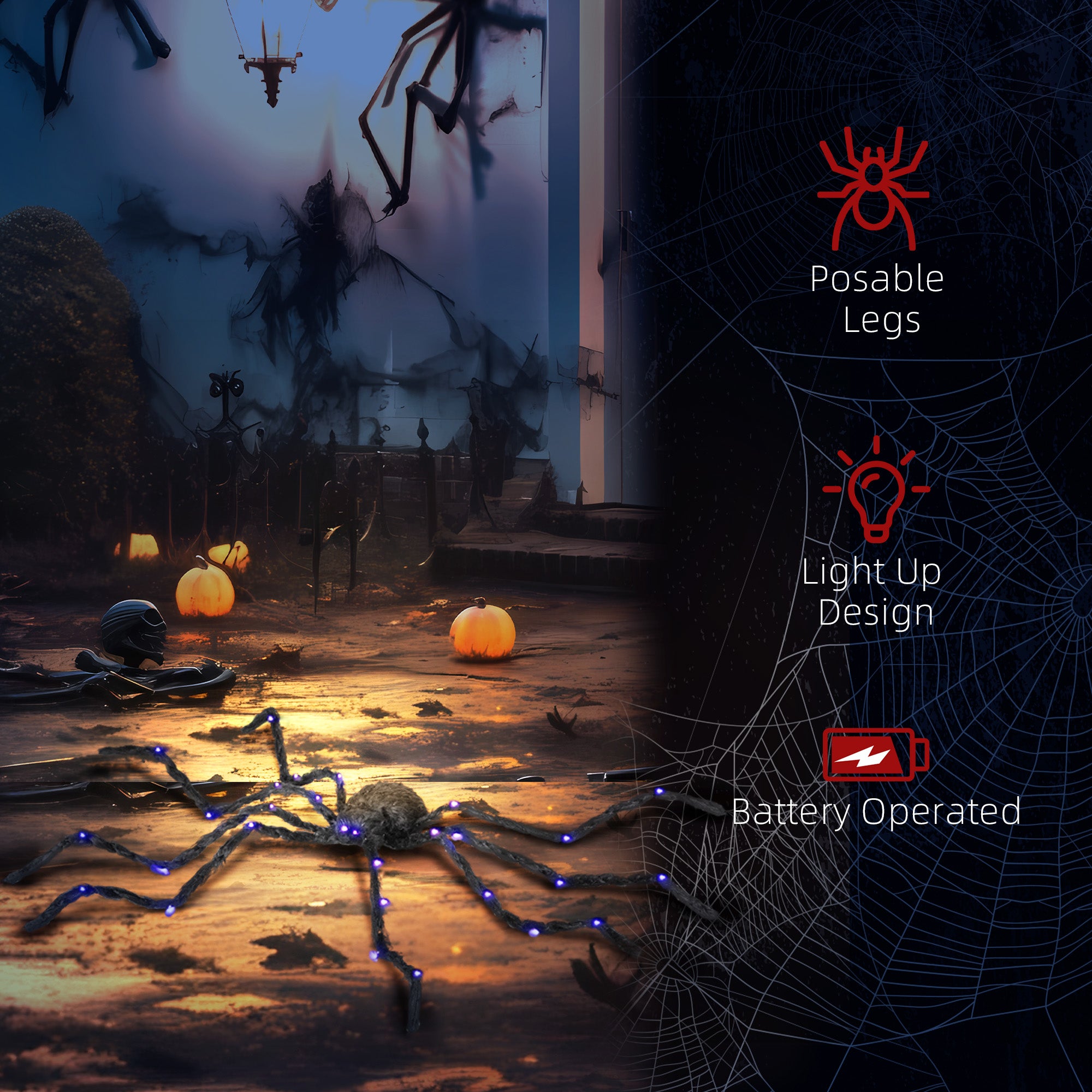 3.25" Halloween Prop Light-up Oversized Spider - Discount Halloween City