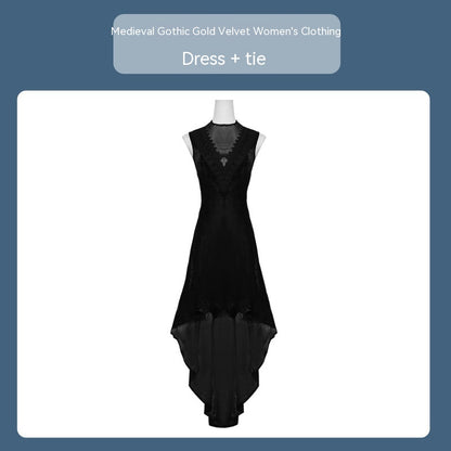 Medieval Retro Pleuche Dress Halloween Cos Performance - Costumes