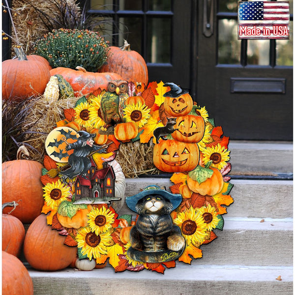 Halloween Cat Wreath Door Decoration