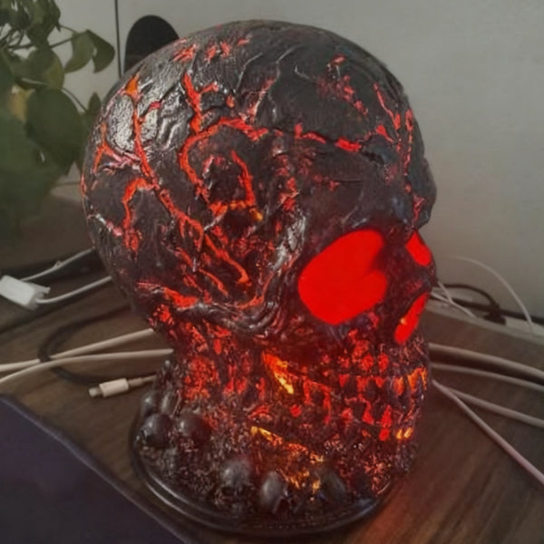 Lava Stone Skull Lights Ignite Dark and Mysterious