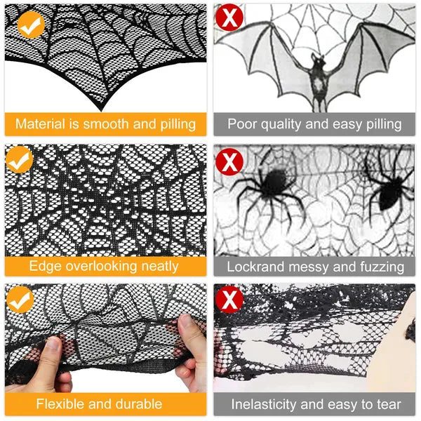 Halloween Decoration Black Lace Spiderweb Fireplace - Discount Halloween City