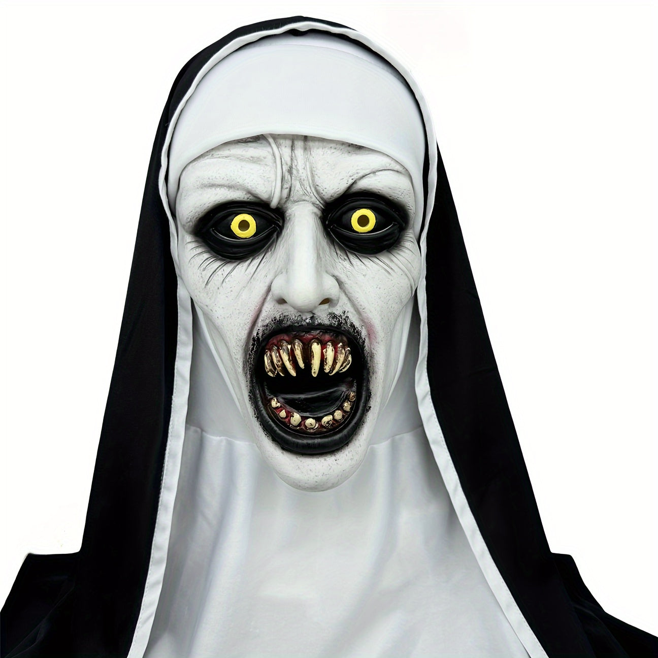 Synthetic Latex Spooky Nun Mask Halloween Costume-3