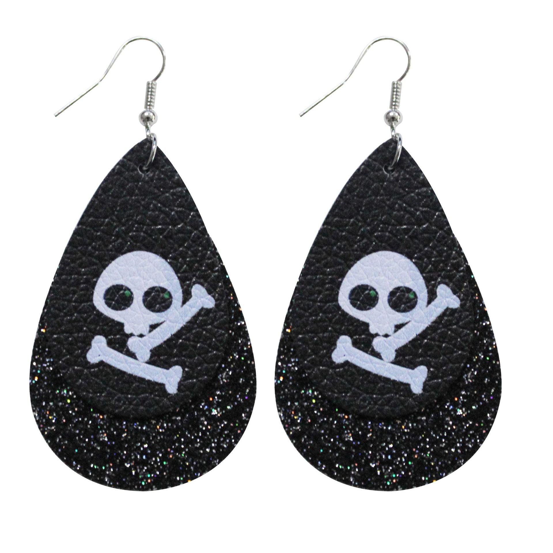 Halloween Leather Drop Earrings - Discount Halloween City