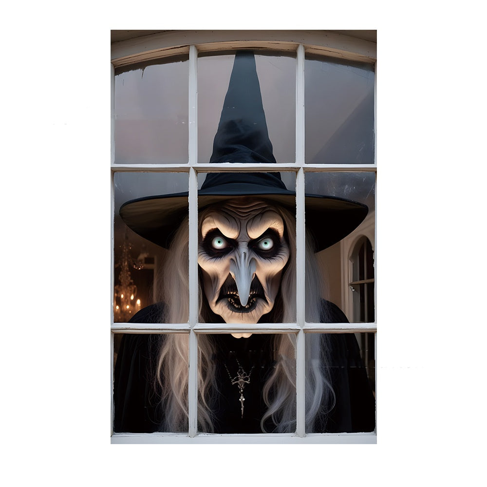 3D Holiday Halloween Horror Witch Window Cover Family Party Decoration Witch Zombie - Discount Halloween City