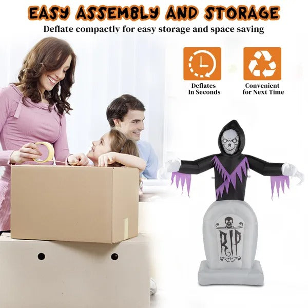 8ft Garden 3-Piece LED String Lights Grim Reaper and Grave - Discount Halloween City