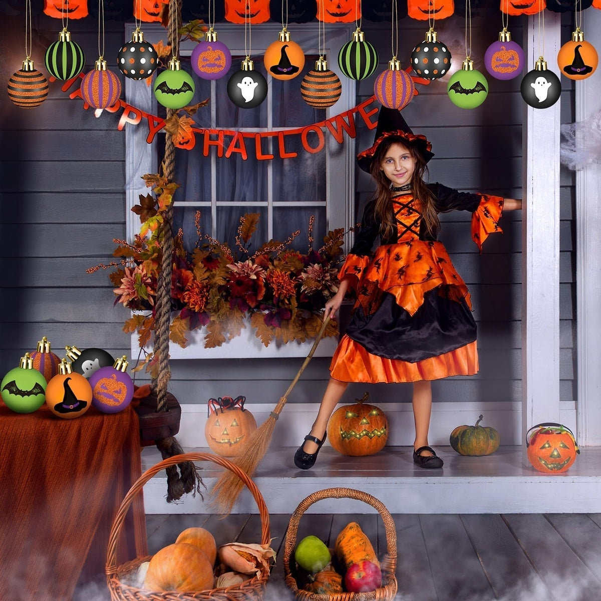 Halloween Tree Ornaments Spooky Baubles Set (24pcs)