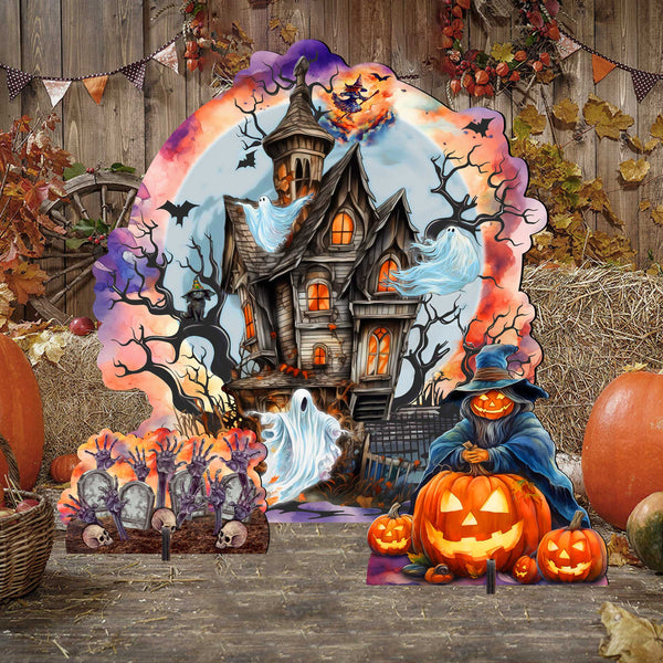 Halloween Haunted House Set of 3 Outdoor Décor Yard Décor by G. Debrekht - Halloween Décor - 8652824F-S3