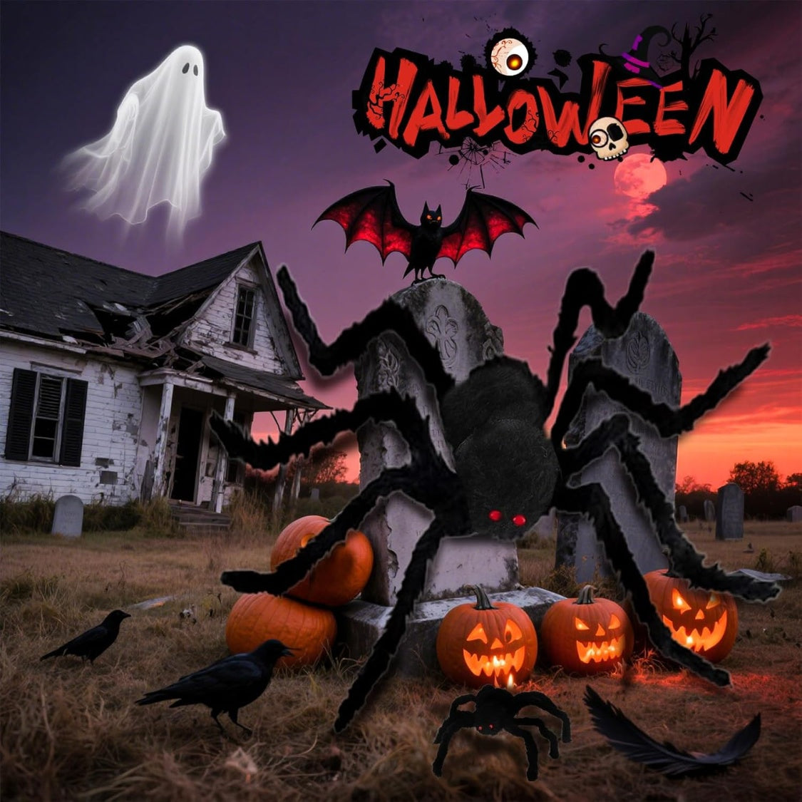 Giant Spider 6.6 FT Halloween Decorations Fake Furry Spiders - product image 6