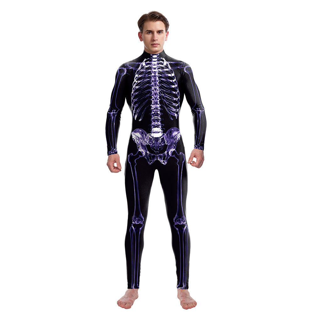 Halloween Funny Skeleton 3d Printed Stage Costume Jumpsuit - Discount Halloween City