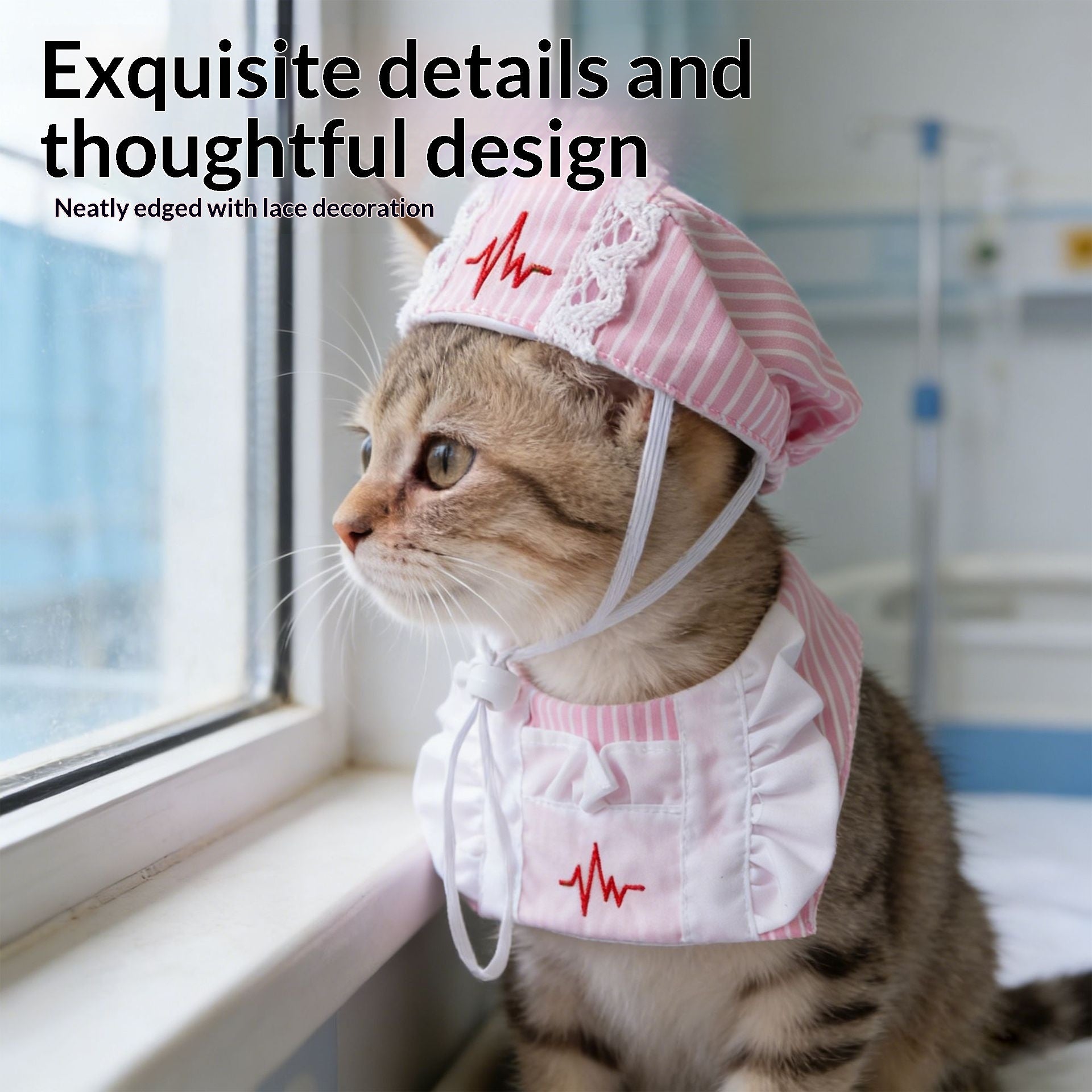 Cat Pink Nursing Outfit Bib with Velcro Closure and Hat for - Discount Halloween City