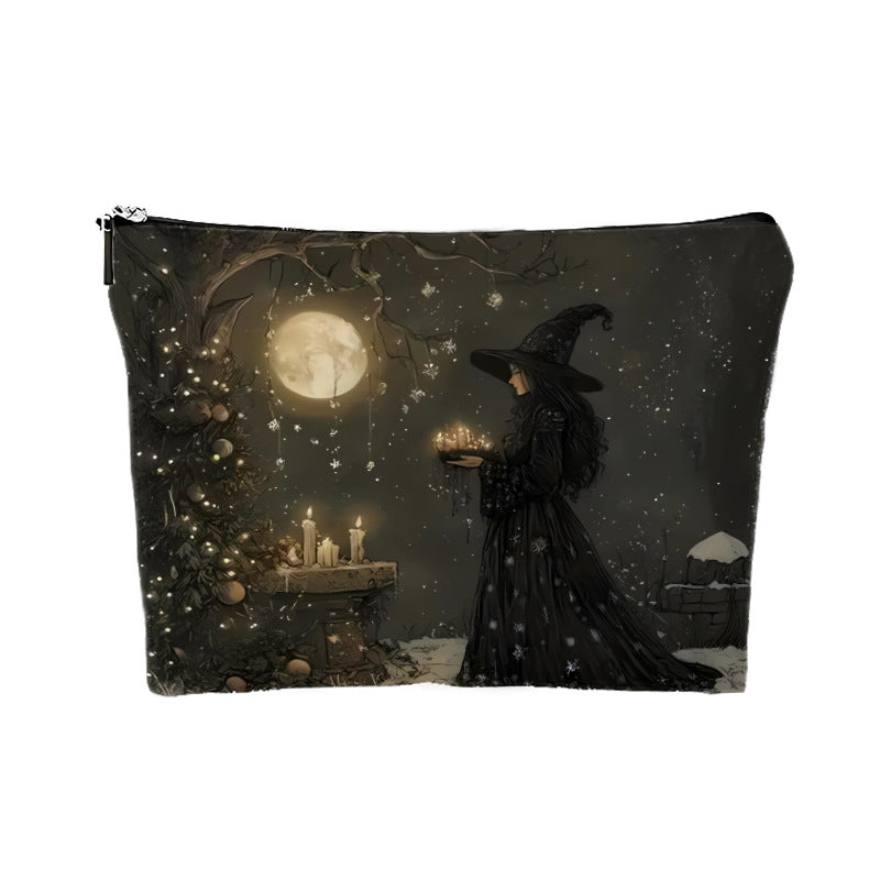Halloween Witch Gift Canvas Makeup Bag - Discount Halloween City