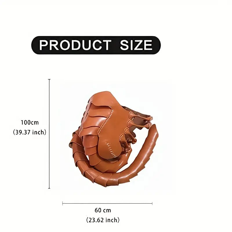 Brown Facehugger Hand Stitch Leather Mask - Costume