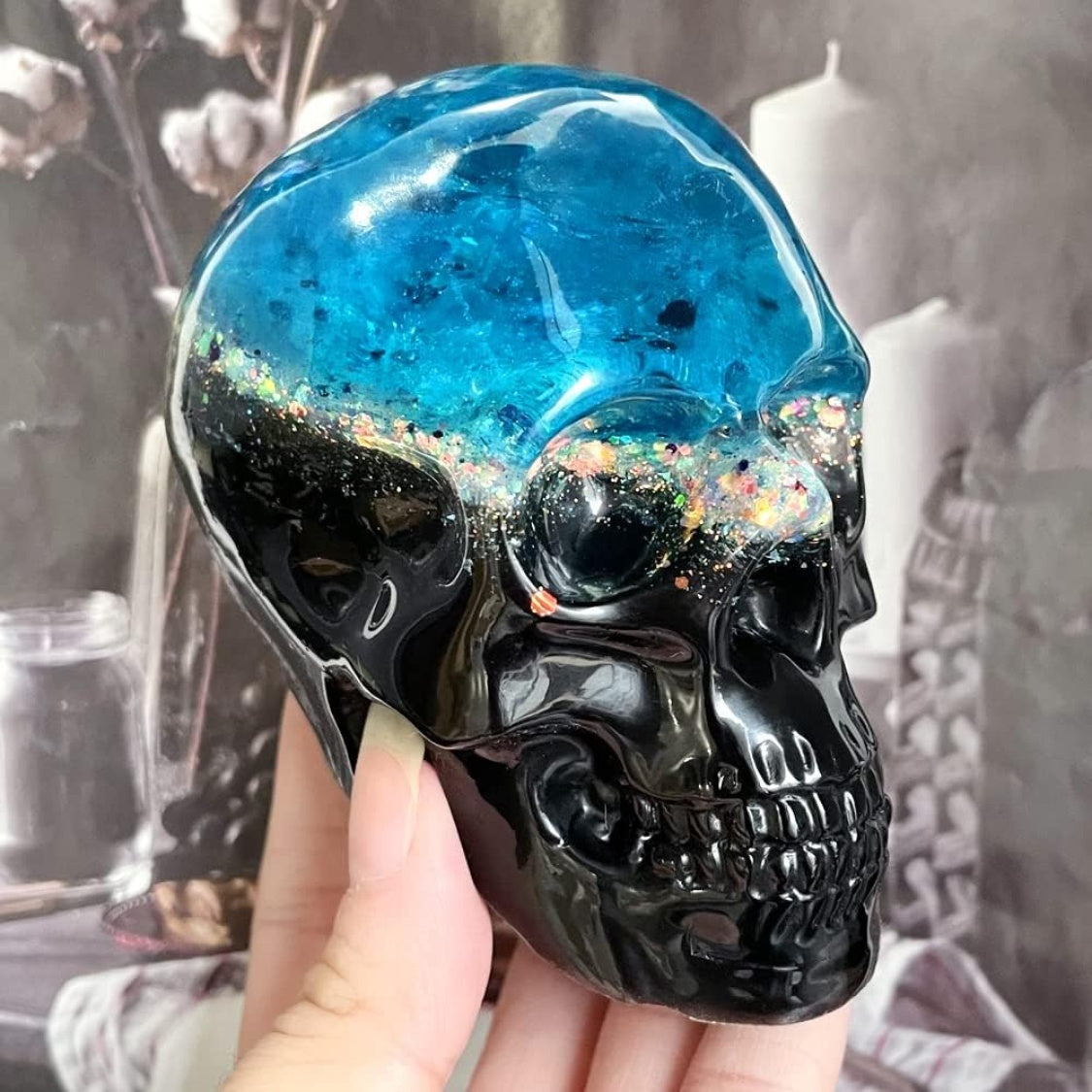 Set of Large Medium Small 3D Skull Resin Molds Flexible - alternate view 5