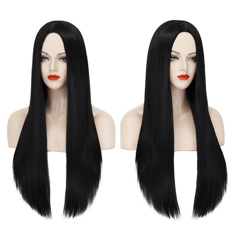 Women's 40inch 39.4 in (100 cm) Long Straight Black Anime Wig - alternate view 4