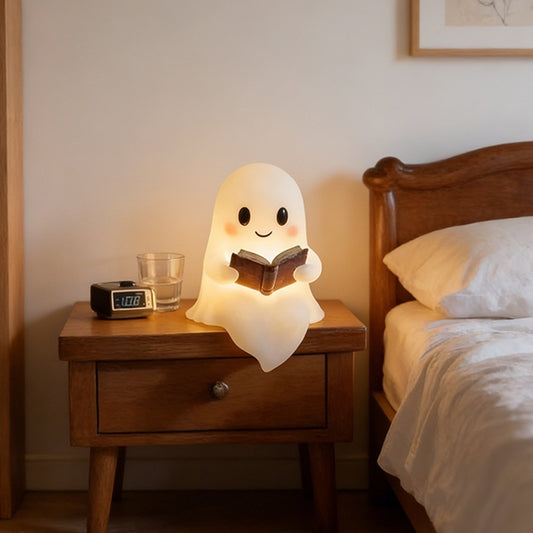 Halloween Ghost Reading Book Statue Ornament Resin Craft | Indoor Decorations - Decorations
