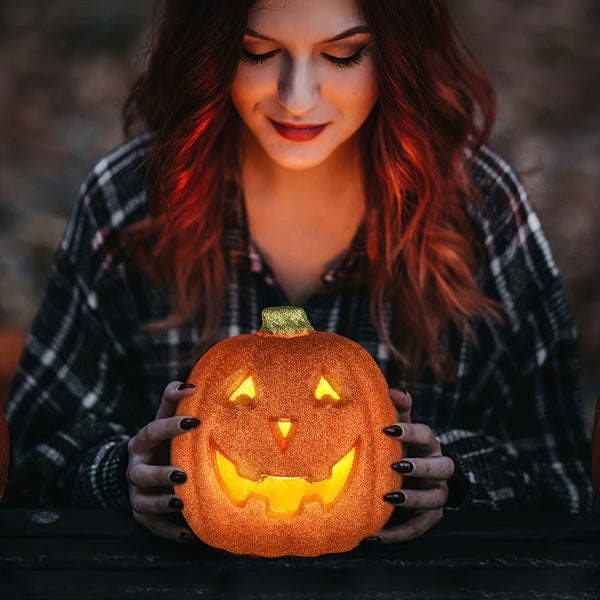 Halloween Orange Pumpkin Lantern LED Battery-powered - Discount Halloween City