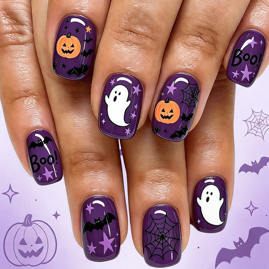 Halloween Ghost Spiderweb Removable Fake Nails | Indoor Decorations - Decorations