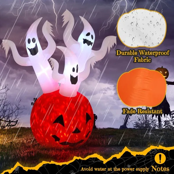 5.9 FT Halloween Inflatable Pumpkin Ghost Outdoor - Discount Halloween City