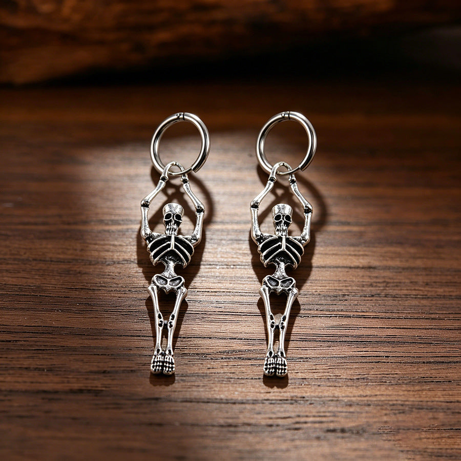 Vintage Human Skeleton Ear Cuffs - Exaggerated Gothic Punk - Discount Halloween City