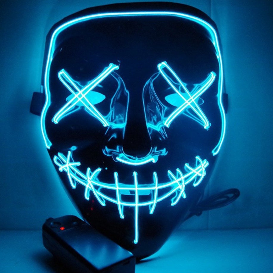 Black V Halloween Horror Glowing Mask - Discount Halloween City