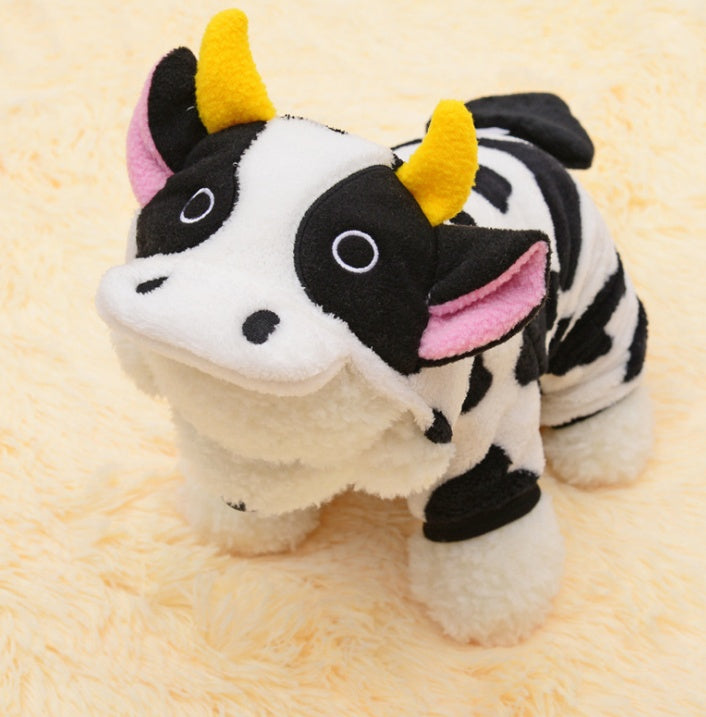 Dog & Cat Coat Warm Cow Costume Sweatshirt Hooded - Discount Halloween City