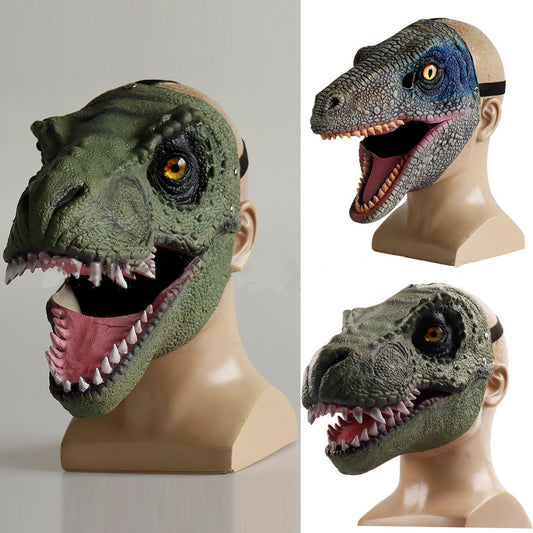Dinosaur Moving Mouth Latex Mask Headgear Halloween Party - Discount Halloween City