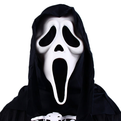 Halloween Horror Grimace Mask Red Tongue Black Face - Discount Halloween City
