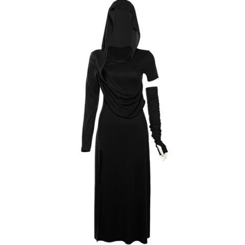 Halloween High Waist Sheath Dress Dark Witch Party Costume - Costumes