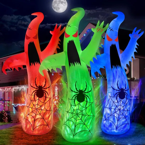 12FT Halloween Inflatables Decoration Giant Ghost with - White