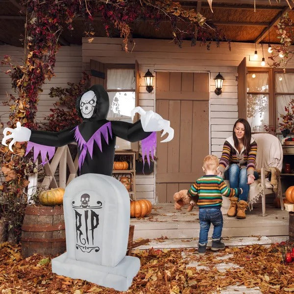 8ft Garden 3-Piece LED String Lights Grim Reaper and Grave - Discount Halloween City