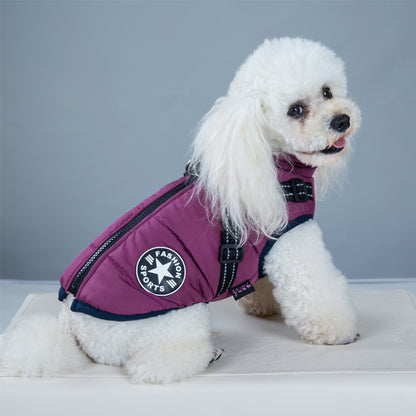Waterproof Dog Clothes Winter Dog Coat with Harness Warm Pet - Pet Costumes