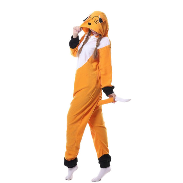Orange Fox Gentleman Animal Onesie Pajamas Couples' Outfits - Discount Halloween City