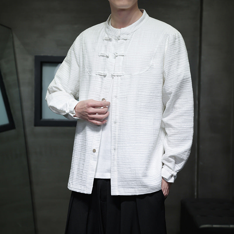 Chinese Style Men's Cotton Linen Buckle Retro Chinese - Discount Halloween City