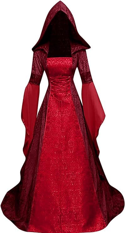 Halloween Medieval Vintage Hooded Robe Witch Cosplay - Discount Halloween City