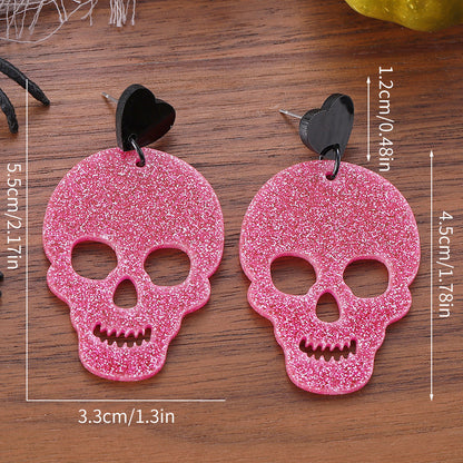 Halloween P Skull Sequin Acrylic Hollow Pendant - Discount Halloween City