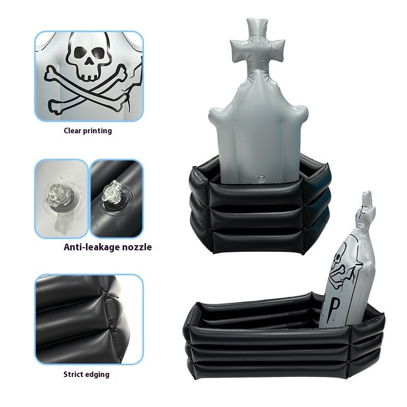 Halloween Inflatable Skull Tombstone Ice Bar - Discount Halloween City